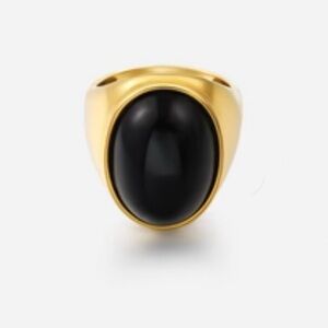 💕Vintage style Venti ring holds black agate oval shaped stone